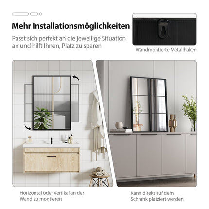 Rectangular Wall Mirror, Metal Frame, 70 x 100 cm
