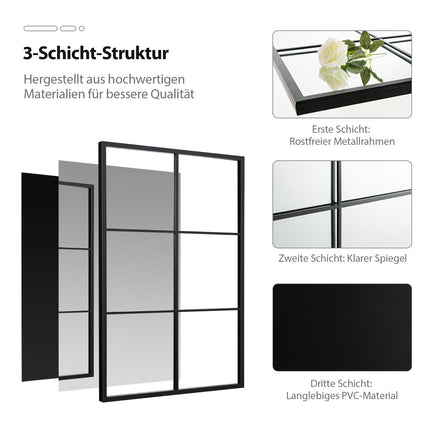 Rectangular Wall Mirror, Metal Frame, 70 x 100 cm