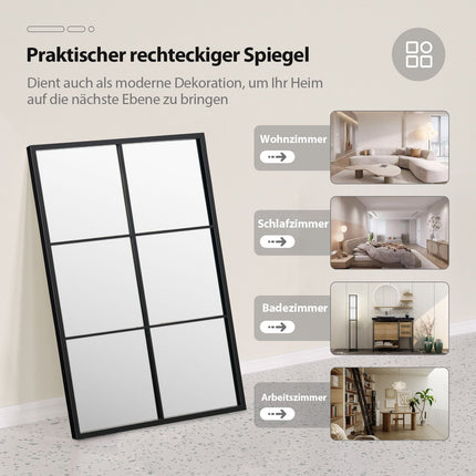 Rectangular Wall Mirror, Metal Frame, 70 x 100 cm