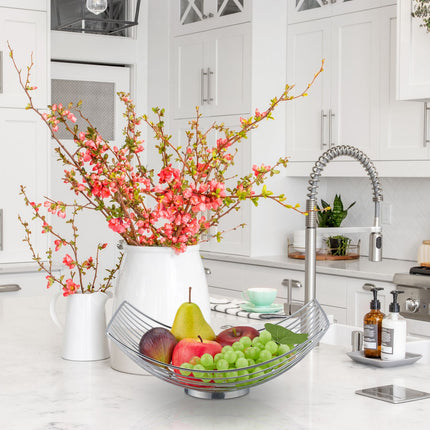 Rectangular fruit bowl in silver