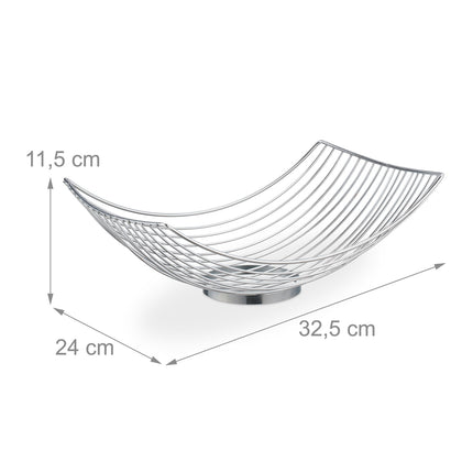 Rectangular fruit bowl in silver