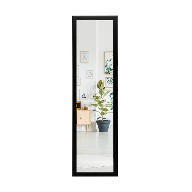 Obdélníkové celopostavové zrcadlo se závěsným háčkem na dveře 33x119 cm, černá