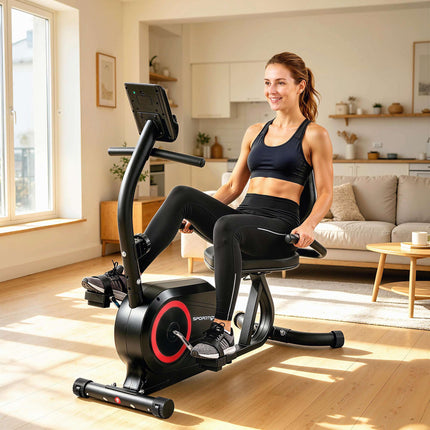 Liege-Heimtrainer, Bluetooth-App, 8-stufiger Magnetwiderstand
