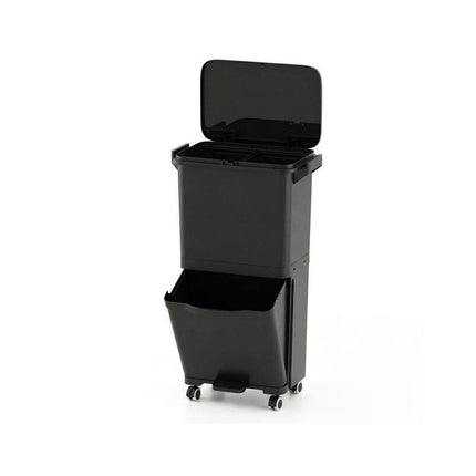 Recycling Waste Bin 36L with 2 Removable 10L Compartments, Black, Foot Pedal