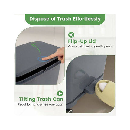 Recycling Waste Bin 36L with 2 Removable 10L Compartments, Grey, Foot Pedal