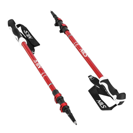 Rote Nordic-Walking-Stöcke aus Aluminium, verstellbare Länge