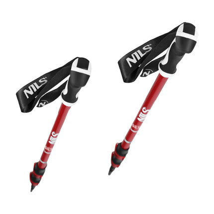 Rote Nordic-Walking-Stöcke aus Aluminium, verstellbare Länge