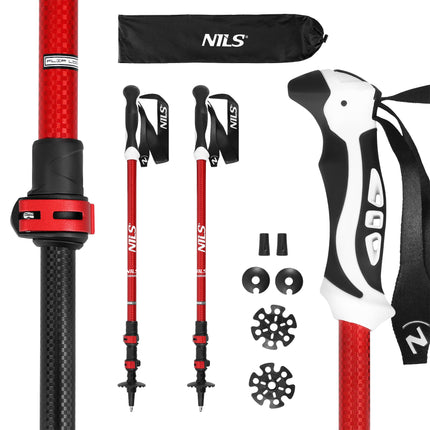 Rote Nordic-Walking-Stöcke aus Aluminium, verstellbare Länge