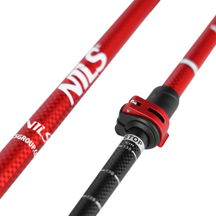 Rote Nordic-Walking-Stöcke aus Aluminium, verstellbare Länge