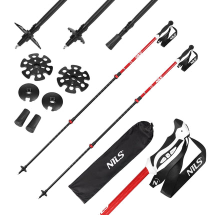 Rote Nordic-Walking-Stöcke aus Aluminium, verstellbare Länge
