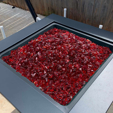 Red Fire Pit Glass, 10 lb, 3/4 Inch Heat Resistant