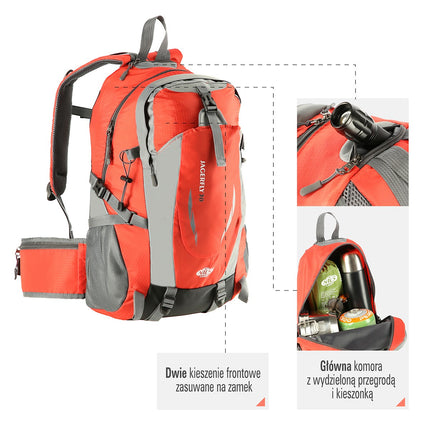 Red Hiking Backpack, 30L Capacity, Lightweight