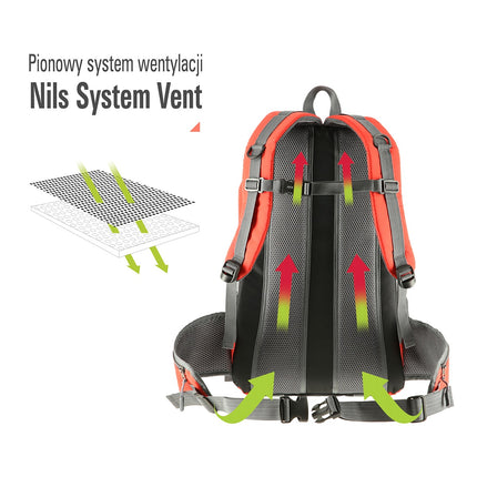 Red Hiking Backpack, 30L Capacity, Lightweight