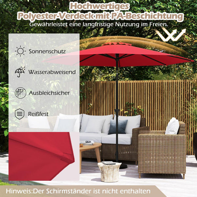 Roter Terrassenschirm mit Kurbel, 300 cm, neigungsverstellbar
