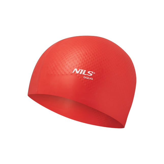 Rote Silikon-Badekappe, einfarbig, gepunktetes Design