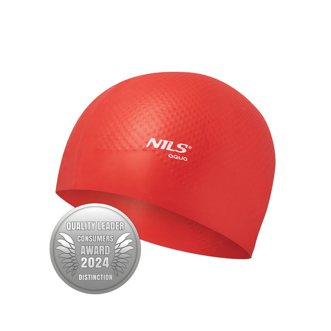 Rote Silikon-Badekappe, einfarbig, gepunktetes Design