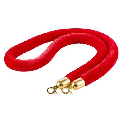 Red Velvet Stanchion Rope Set, 2 Pack, 1.5 m, Gold Hooks