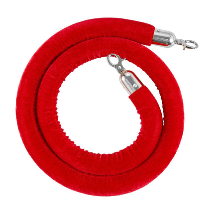 Red Velvet Stanchion Ropes, 2 Pack, 1.5 m, Silver Hooks