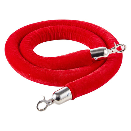 Red Velvet Stanchion Ropes, 4 Pack, 1.5 m, Silver Hooks