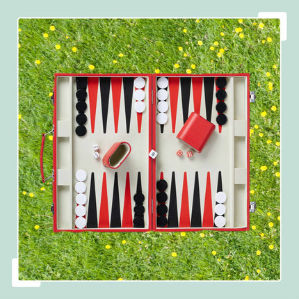 Rote Backgammon-Tasche