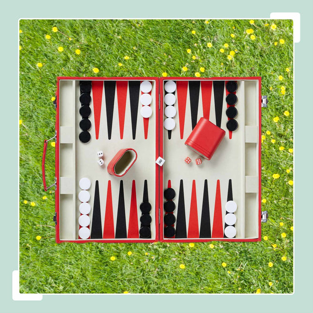 Rote Backgammon-Tasche