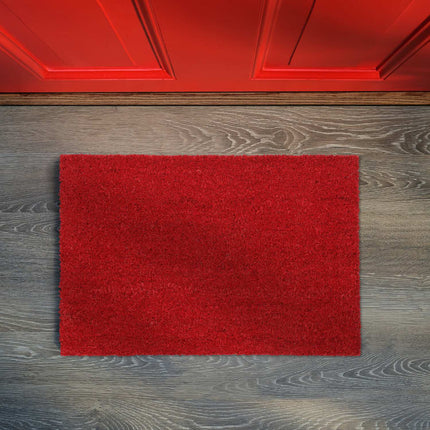 Red coconut fiber door mat