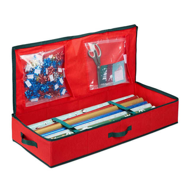 Rote Aufbewahrungsbox für Geschenkpapier