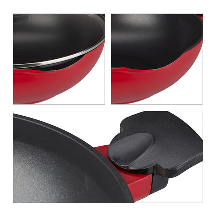Red wok with lid