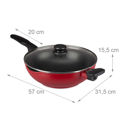 Red wok with lid