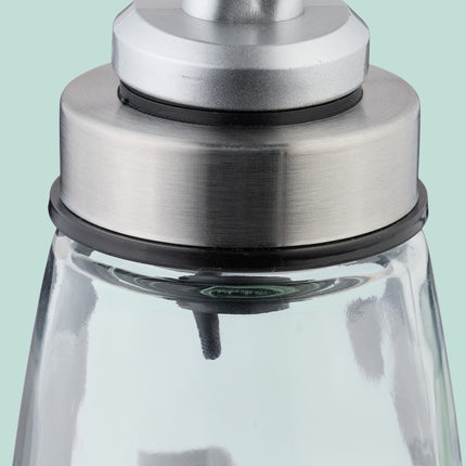 Refillable Glass Oil Bottles Set with Metal Pourers