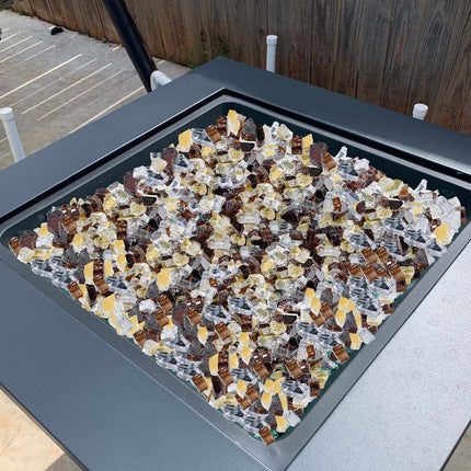 Reflective Fire Pit Glass, 10 lb, 1/2 in, Copper Mix