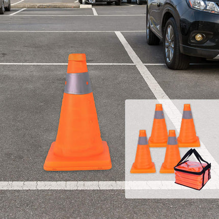 Reflective Foldable Safety Cones, Set of 4, Outdoor Use