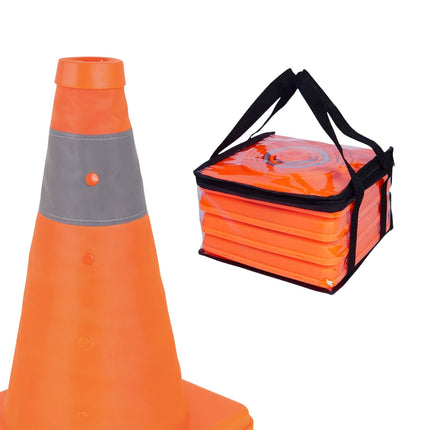 Reflective Foldable Safety Cones, Set of 4, Outdoor Use