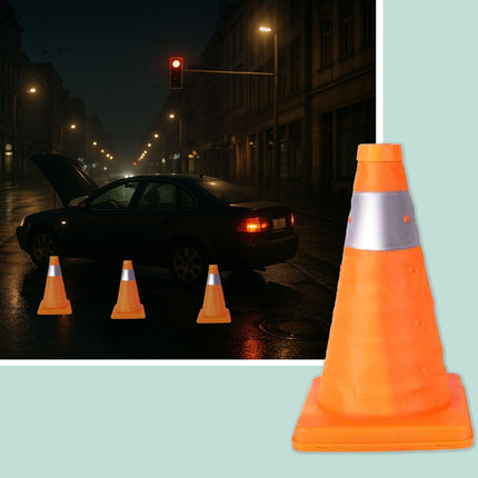 Reflective Foldable Safety Cones, Set of 4, Outdoor Use