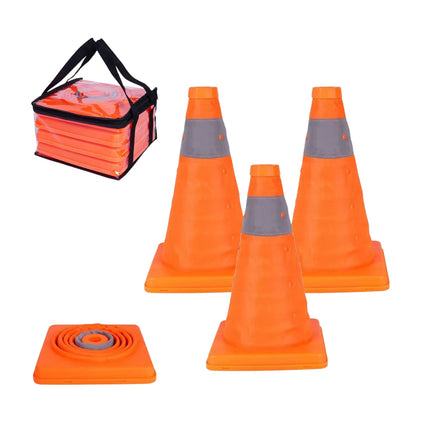 Reflective Foldable Safety Cones, Set of 4, Outdoor Use