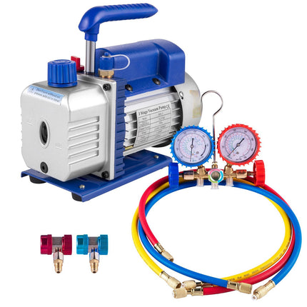 Refrigerant Vacuum Pump Kit 3 CFM 1/4 HP, Gauge Set