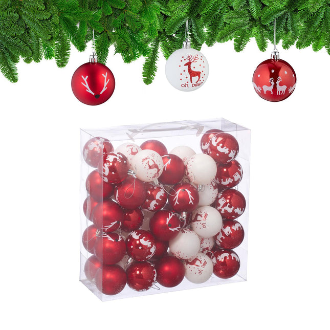 Reindeer Christmas Baubles Set, 50 Pieces