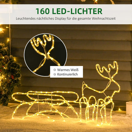 Rentier mit Schlitten LED-Weihnachtsbeleuchtung, wasserdicht für draußen