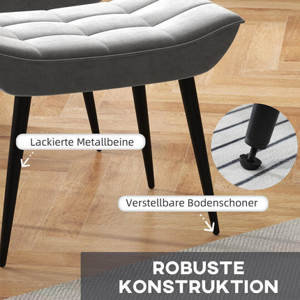 Grauer Relaxsessel und Ottoman-Set, Samtbezug, bequeme Kissen