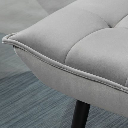 Grauer Relaxsessel und Ottoman-Set, Samtbezug, bequeme Kissen