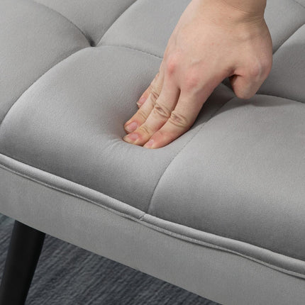 Grauer Relaxsessel und Ottoman-Set, Samtbezug, bequeme Kissen