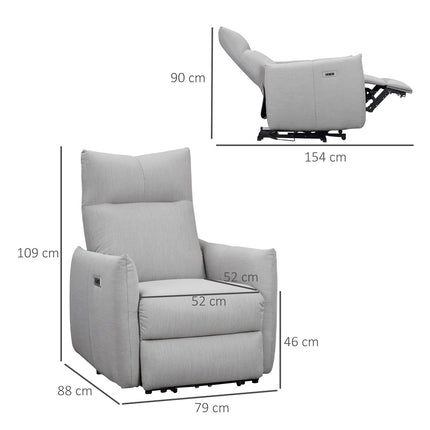 Liege mit USB, 140° Neigung, Polyester, grau