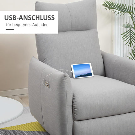 Liege mit USB, 140° Neigung, Polyester, grau