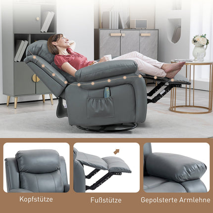 Elektrischer Massagesessel, 8 Vibrationspunkte, grau