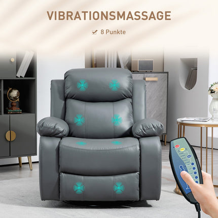 Elektrischer Massagesessel, 8 Vibrationspunkte, grau