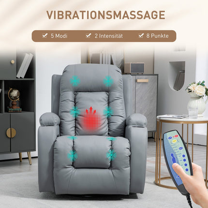 Elektrischer Massagesessel - Kunstleder, hellgrau