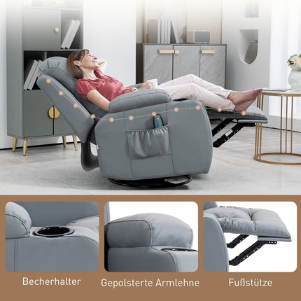Elektrischer Massagesessel - Kunstleder, hellgrau