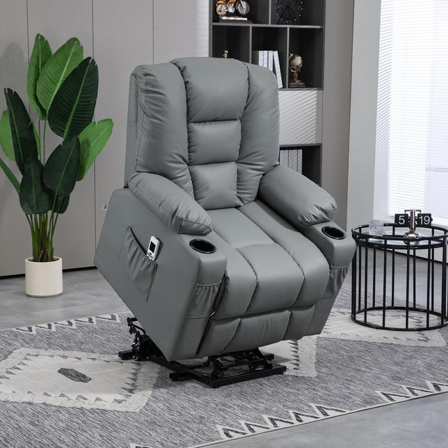 Elektrischer Relaxsessel mit USB, Massagefunktion, Rollen, grau