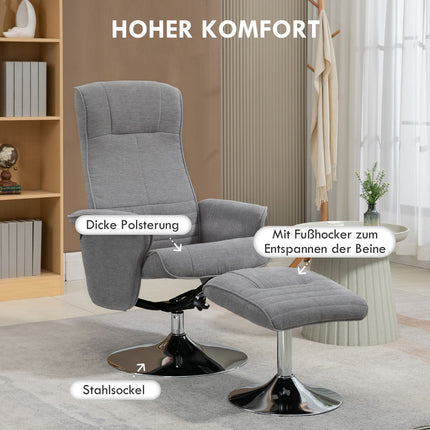 Velvet Gray Reclining TV chair, Swivel, Supports 150 kg