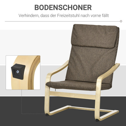 Brown linen-look relaxation rocking chair with cushion